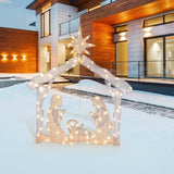 4 Ft Lighted Nativity Scene 80 LED Holy Family Yard Outdoor Christmas Decoration - One-size