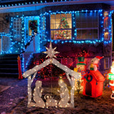 4 Ft Lighted Nativity Scene 80 LED Holy Family Yard Outdoor Christmas Decoration - One-size