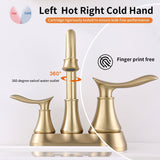 4 Inch Centerset Bathroom Sink Faucet Dual Handle Bathroom Faucet with 360°Swivel Spout Vanity Tap with Pop Up Drain