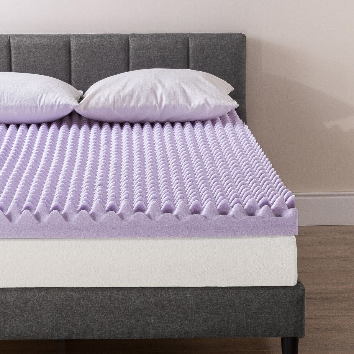 4 Inch Egg Crate Memory Foam Mattress Topper with Soothing Lavender Infusion - Crown Comfort