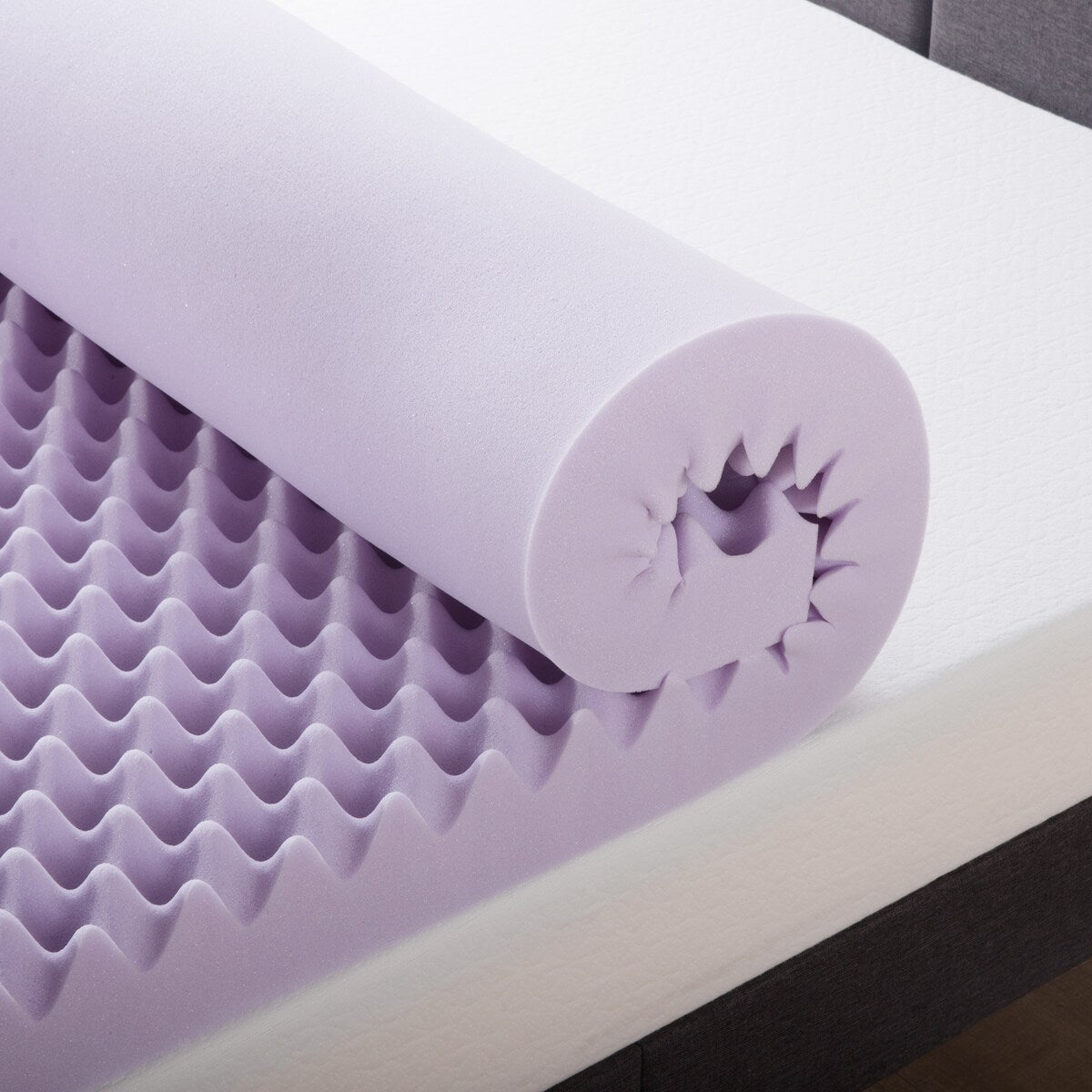 4 Inch Egg Crate Memory Foam Mattress Topper with Soothing Lavender Infusion - Crown Comfort