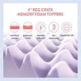 4 Inch Egg Crate Memory Foam Mattress Topper with Soothing Lavender Infusion - Crown Comfort