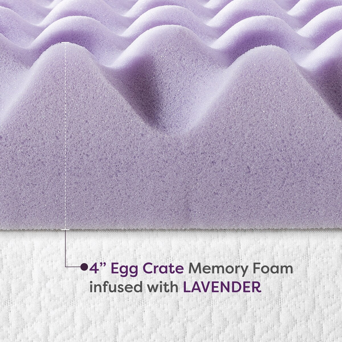 4 Inch Egg Crate Memory Foam Mattress Topper with Soothing Lavender Infusion - Crown Comfort