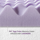 4 Inch Egg Crate Memory Foam Mattress Topper with Soothing Lavender Infusion - Crown Comfort