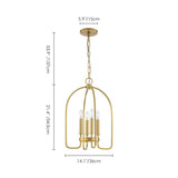 4-Light Aged Brass Modern Industrial Pendant Vintage Curved Cage Geometric Candlestick Chandelier - 14.2 in. in Dia x 21.2 in. H