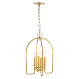 4-Light Aged Brass Modern Industrial Pendant Vintage Curved Cage Geometric Candlestick Chandelier - 14.2 in. in Dia x 21.2 in. H