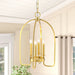 4-Light Aged Brass Modern Industrial Pendant Vintage Curved Cage Geometric Candlestick Chandelier - 14.2 in. in Dia x 21.2 in. H