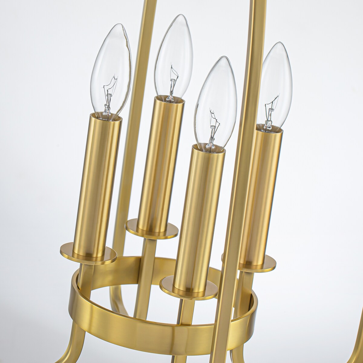 4-Light Aged Brass Modern Industrial Pendant Vintage Curved Cage Geometric Candlestick Chandelier - 14.2 in. in Dia x 21.2 in. H