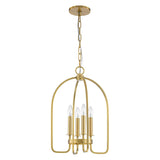4-Light Aged Brass Modern Industrial Pendant Vintage Curved Cage Geometric Candlestick Chandelier - 14.2 in. in Dia x 21.2 in. H