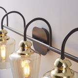 4 Light Bathroom Vanity Light Fixtures Industrial Lights Mirror Black & Gold Metal Wall Sconce Lighting With Clear Glass Shade