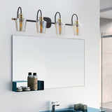 4 Light Bathroom Vanity Light Fixtures Industrial Lights Mirror Black & Gold Metal Wall Sconce Lighting With Clear Glass Shade