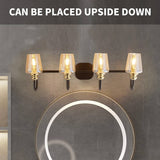 4 Light Bathroom Vanity Light Fixtures Industrial Lights Mirror Black & Gold Metal Wall Sconce Lighting With Clear Glass Shade