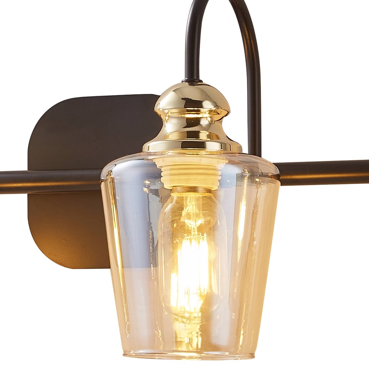 4 Light Bathroom Vanity Light Fixtures Industrial Lights Mirror Black & Gold Metal Wall Sconce Lighting With Clear Glass Shade