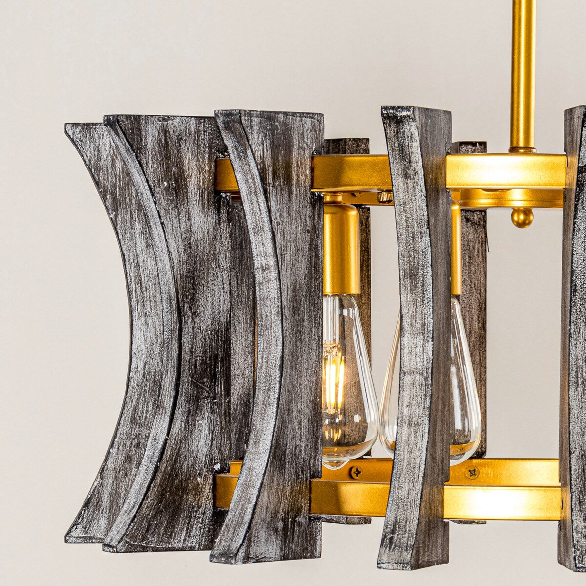 4-Light Brushed Gold Farmhouse Dry rated Chandelier - 23.8 inches Lx 23.8 inches W x 24 inches H