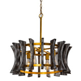 4-Light Brushed Gold Farmhouse Dry rated Chandelier - 23.8 inches Lx 23.8 inches W x 24 inches H
