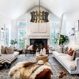 4-Light Brushed Gold Farmhouse Dry rated Chandelier - 23.8 inches Lx 23.8 inches W x 24 inches H