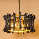 4-Light Brushed Gold Farmhouse Dry rated Chandelier - 23.8 inches Lx 23.8 inches W x 24 inches H