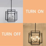 4-Light Chandelier Rustic Metal Pendant Light