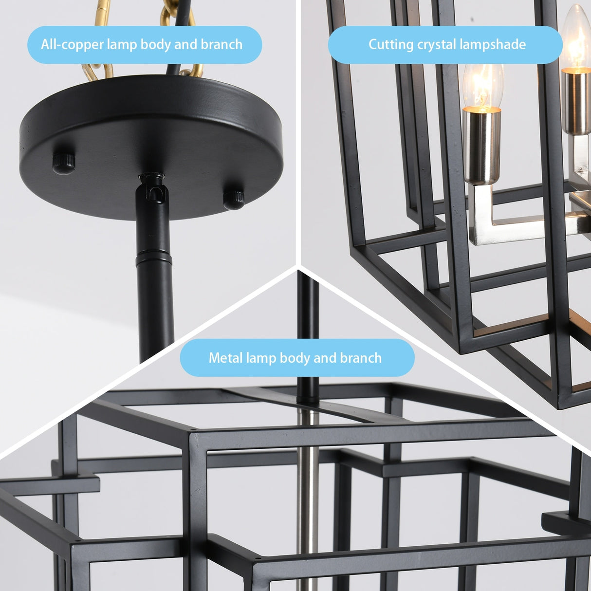 4-Light Chandelier Rustic Metal Pendant Light