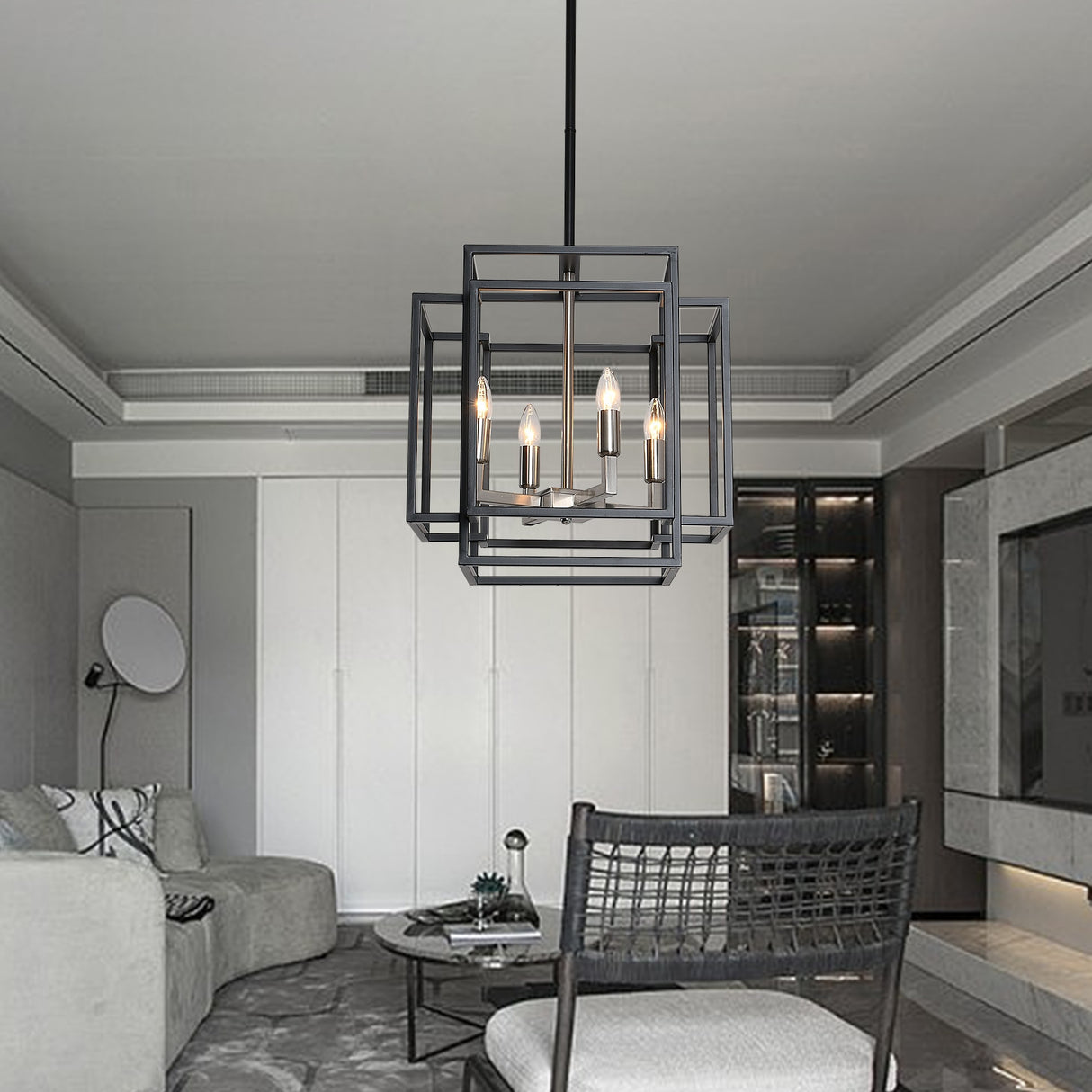 4-Light Chandelier Rustic Metal Pendant Light