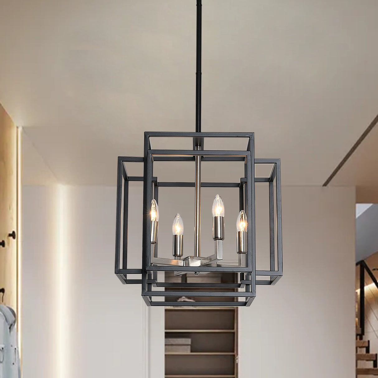 4-Light Chandelier Rustic Metal Pendant Light