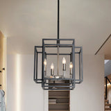 4-Light Chandelier Rustic Metal Pendant Light