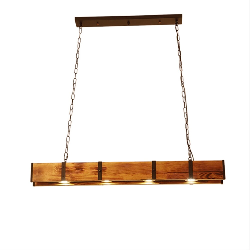 YANSUN 4-Light Wooden Kitchen Island Pendant Light,Modern Linear Lighting Fixture LED Ceiling Light for Kitchen Dining Room Bar