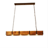 YANSUN 4-Light Wooden Kitchen Island Pendant Light,Modern Linear Lighting Fixture LED Ceiling Light for Kitchen Dining Room Bar