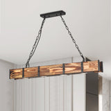 YANSUN 4-Light Wooden Kitchen Island Pendant Light,Modern Linear Lighting Fixture LED Ceiling Light for Kitchen Dining Room Bar