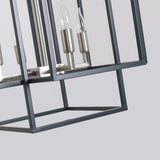 4-Light Metal Tiered Rectangle Lantern Chandelier