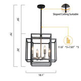 4-Light Metal Tiered Rectangle Lantern Chandelier