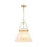4-Light Modern Boho Hand-Woven Ivory Rope Pendant Kitchen Island Lighting Fabric Drum Chandelier - 18.1 in. W x 21.6 in. H