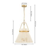4-Light Modern Boho Hand-Woven Ivory Rope Pendant Kitchen Island Lighting Fabric Drum Chandelier - 18.1 in. W x 21.6 in. H