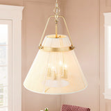 4-Light Modern Boho Hand-Woven Ivory Rope Pendant Kitchen Island Lighting Fabric Drum Chandelier - 18.1 in. W x 21.6 in. H