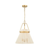 4-Light Modern Boho Hand-Woven Ivory Rope Pendant Kitchen Island Lighting Fabric Drum Chandelier - 18.1 in. W x 21.6 in. H