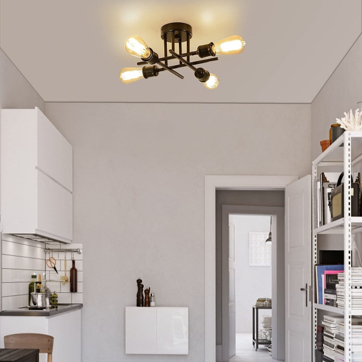 4 Light Semi Flush Mount Ceiling Light Fixture
