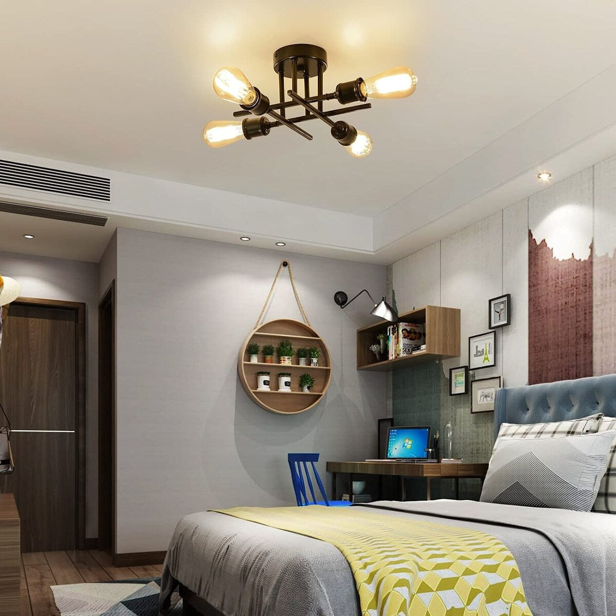 4 Light Semi Flush Mount Ceiling Light Fixture
