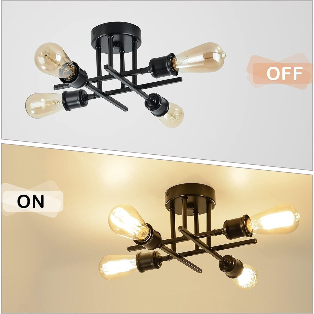 4 Light Semi Flush Mount Ceiling Light Fixture
