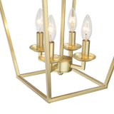 4-Light Soft Gold Lantern Geometric Pendant Light