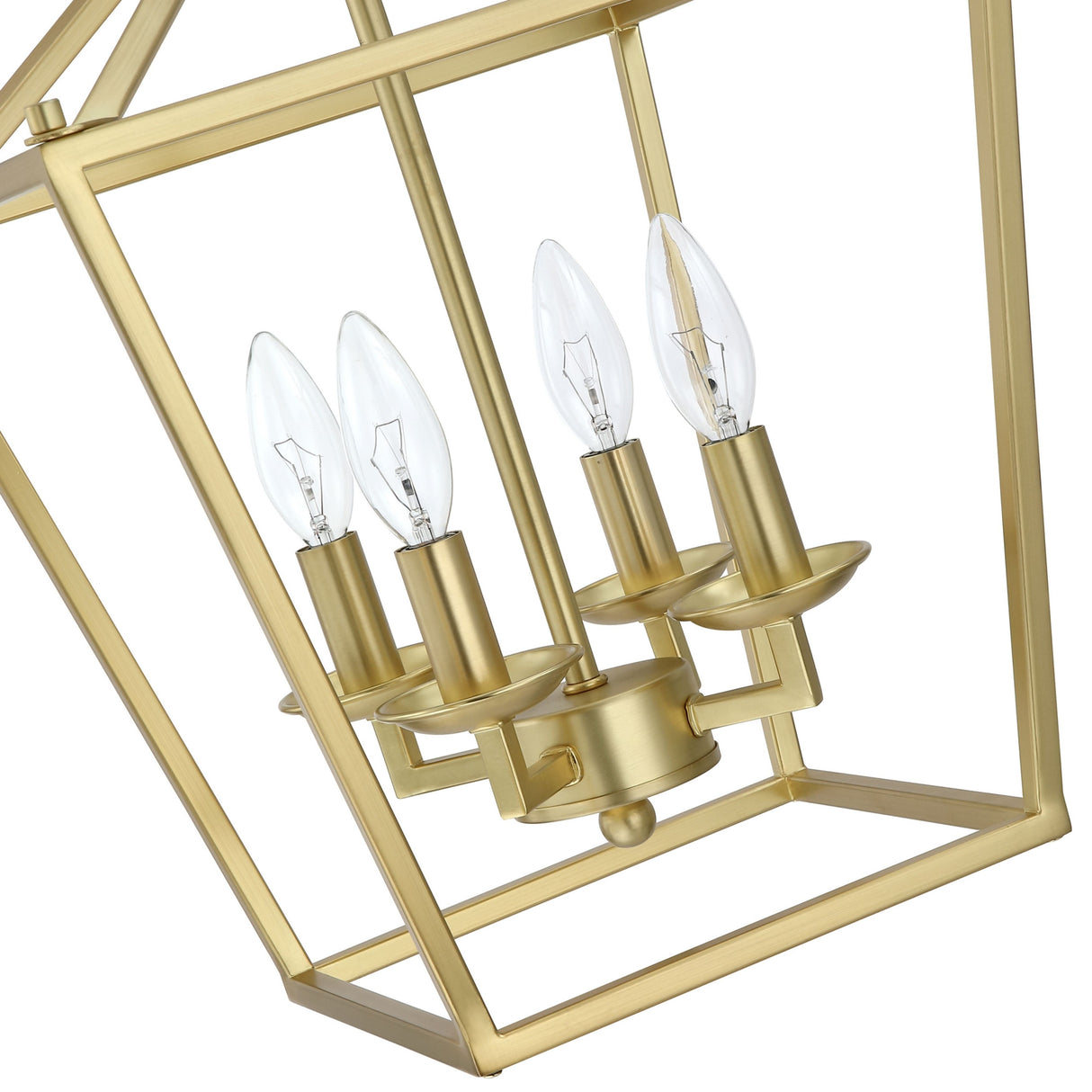 4-Light Soft Gold Lantern Geometric Pendant Light