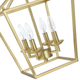 4-Light Soft Gold Lantern Geometric Pendant Light