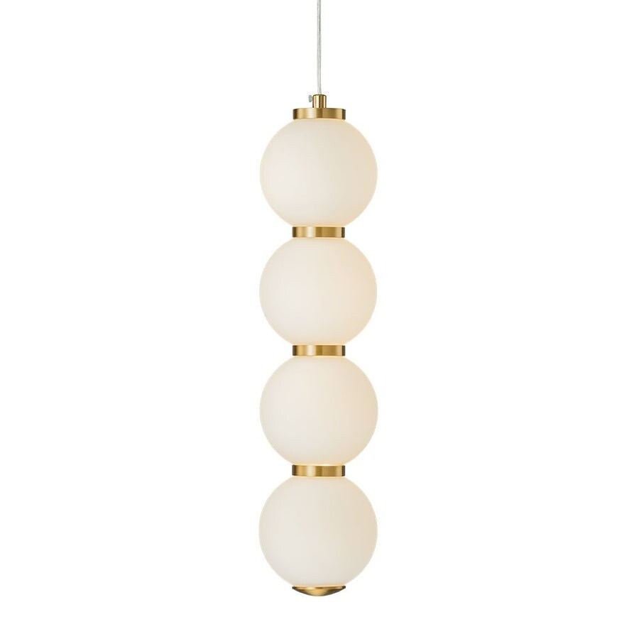 4-Light Vertical String Opal Glass Globe Pendant Light - Dimmable LED