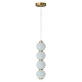 4-Light Vertical String Opal Glass Globe Pendant Light - Dimmable LED