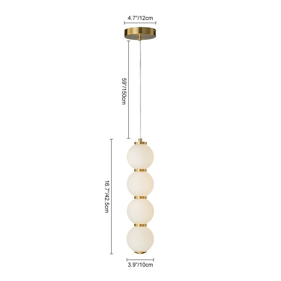 4-Light Vertical String Opal Glass Globe Pendant Light - Dimmable LED