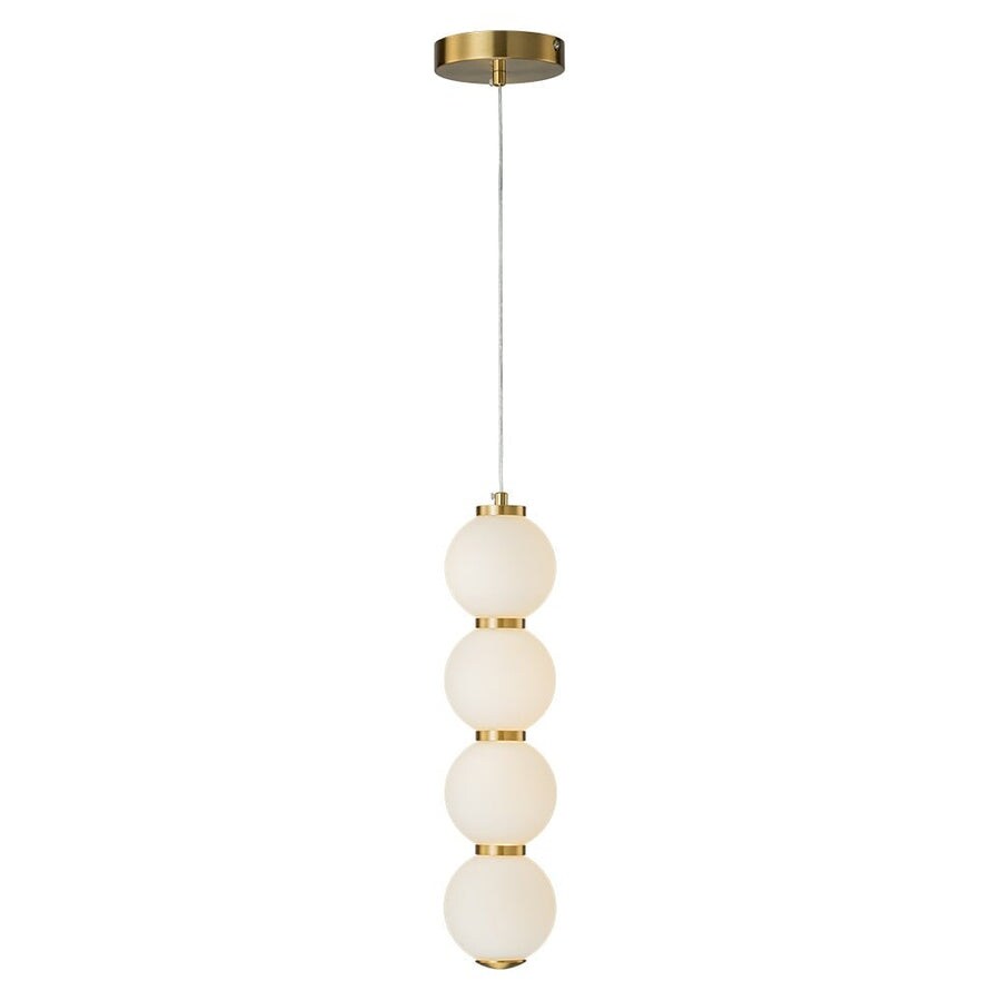 4-Light Vertical String Opal Glass Globe Pendant Light - Dimmable LED