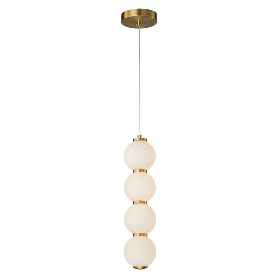 4-Light Vertical String Opal Glass Globe Pendant Light - Dimmable LED