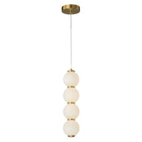 4-Light Vertical String Opal Glass Globe Pendant Light - Dimmable LED