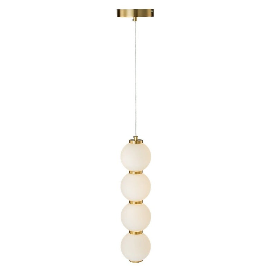4-Light Vertical String Opal Glass Globe Pendant Light - Dimmable LED