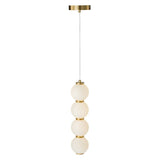 4-Light Vertical String Opal Glass Globe Pendant Light - Dimmable LED