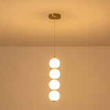 4-Light Vertical String Opal Glass Globe Pendant Light - Dimmable LED